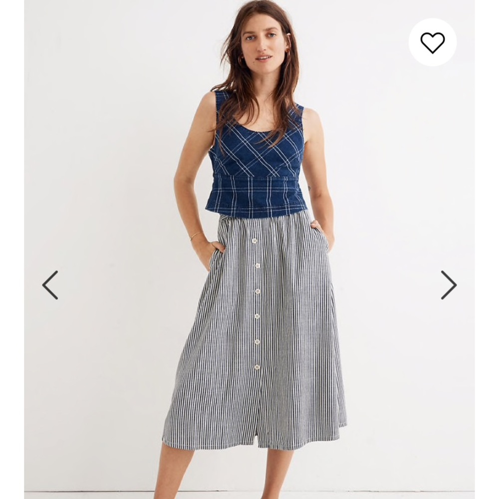 Striped madewell midi skirt
